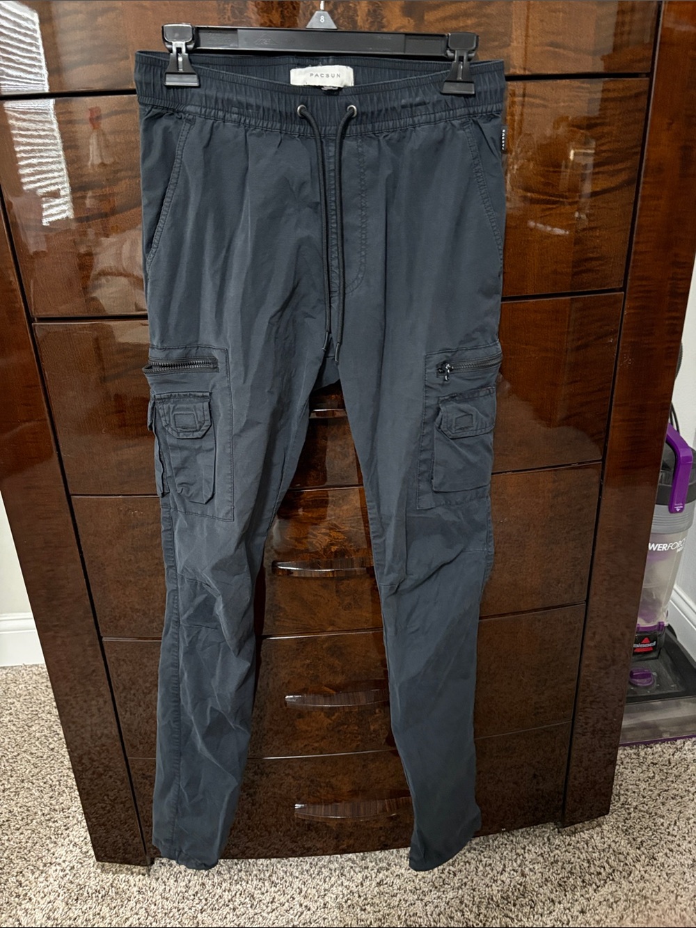PacSun Black Slim Cargo Joggers with Zippered Pockets